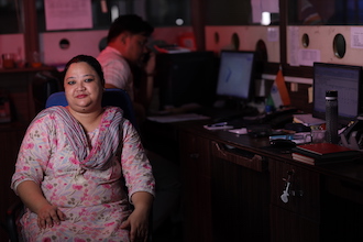 Administrative teacher looking into the camera