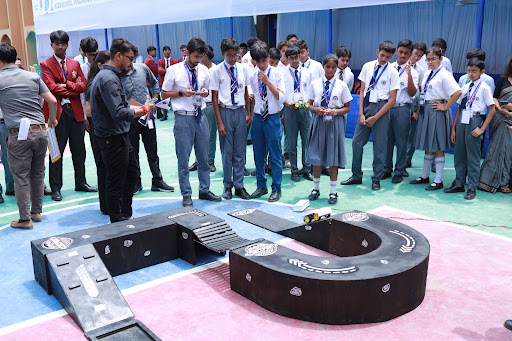 Students compete in the Robo Race at Robolution 2026.